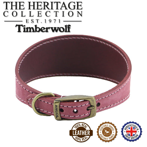 Ancol Timberwolf Whippet Leather Collar Raspberry 30-34cm – The Blue Barn