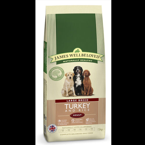 James wellbeloved dog food turkey and rice 15kg sale